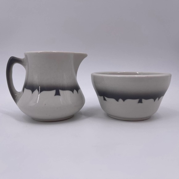 Jackson China Restaurant Ware Pitcher Open Top Bowl Set White Gray Findlay Ohio - Picture 1 of 7